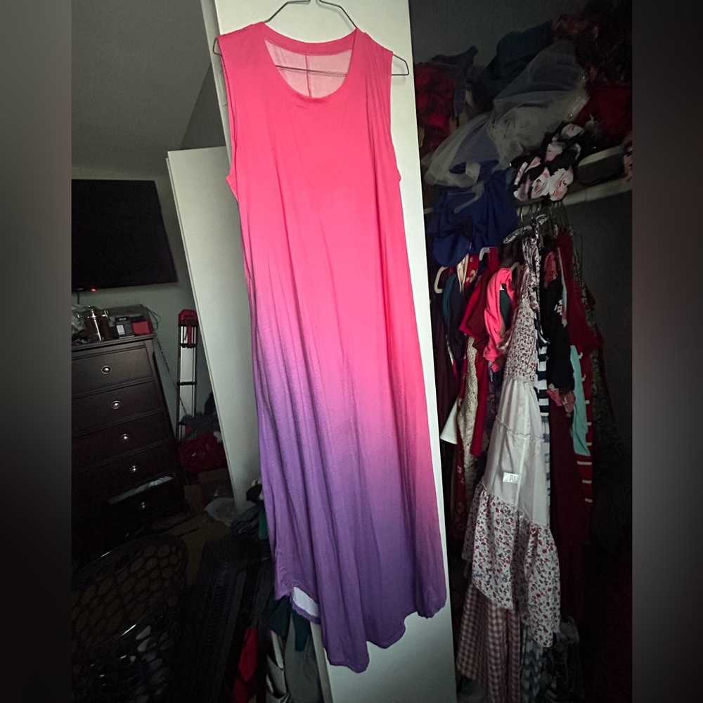 Pink and purple curve hem maxi dress